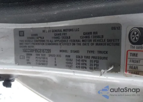 2012 Chevrolet Colorado Work Truck z USA, uszkodzony, nr VIN 1GCCSBF95C8167209